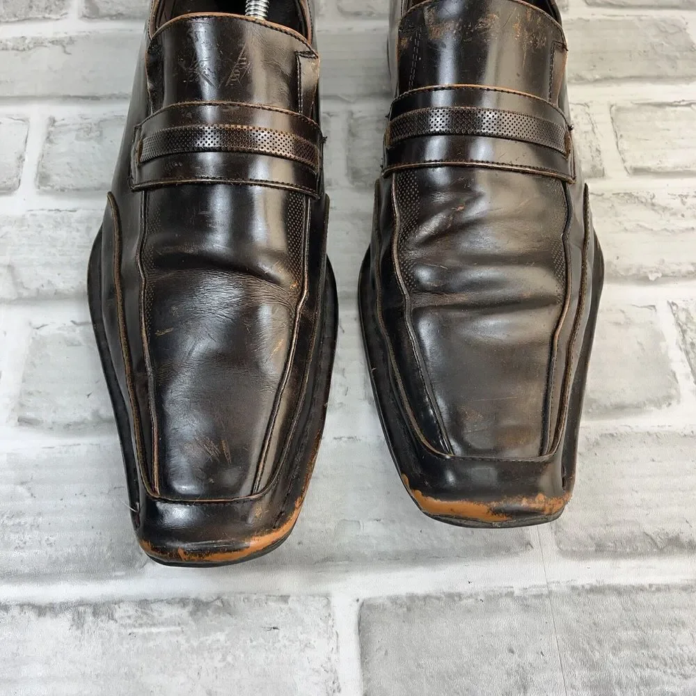 Giorgio Brutini Men’s 10.5 Brown Copper Leather Square Toe Loafer Dress Shoes